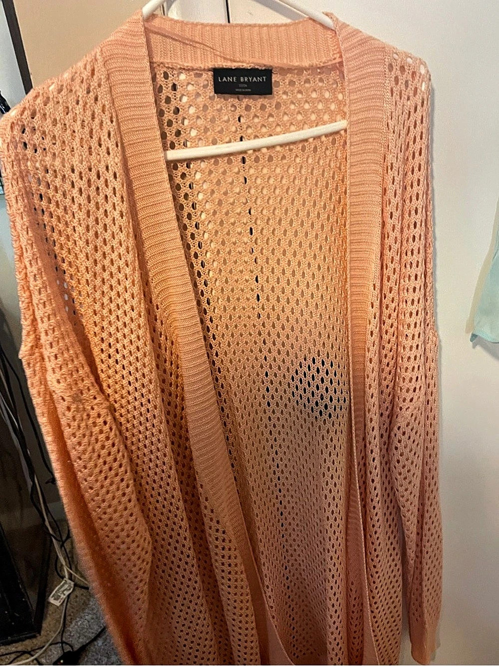 Lane Bryant Open Knit Cardigan in Pink Size 22/20 Like New